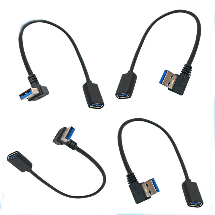1 قطعة USB 3.0 اليمين/اليسار زاوية 90 درجة تمديد كابل الذكور إلى الإناث محول الحبل كابلات USB