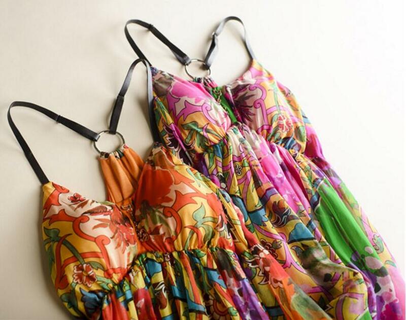 فستان صيفي للسيدات من Bogeda فستان مناسب للشاطئ بتصميم صدفة 100% من الحرير فستان عالي الجودة فساتين نسائية أنيقة مطبوعة