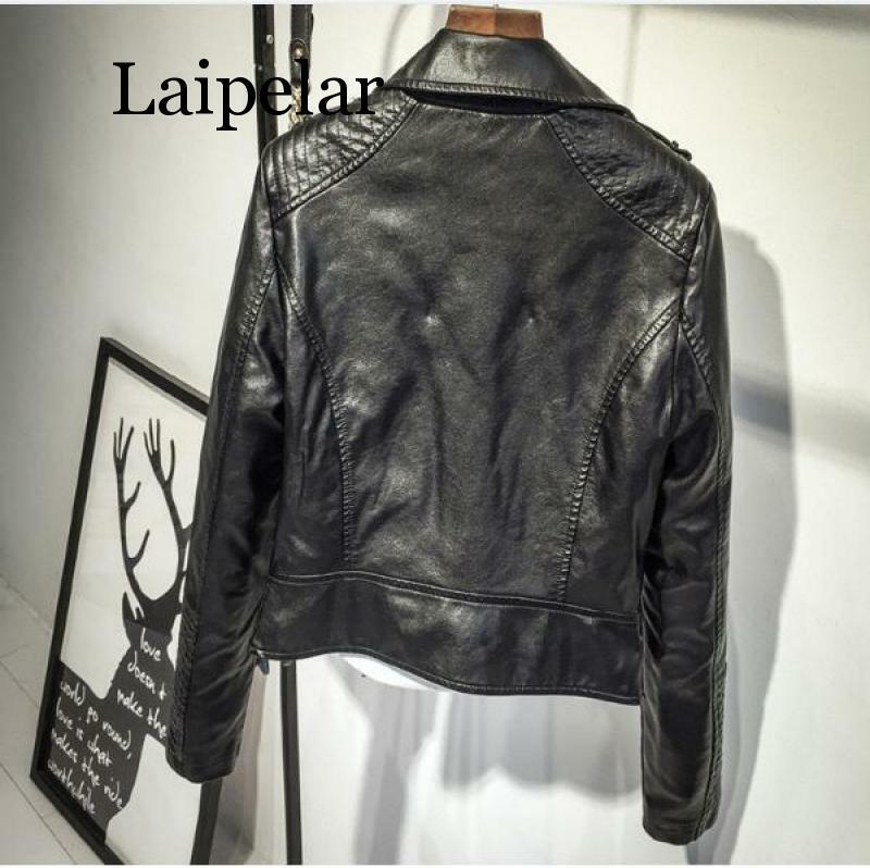 Laipelar-معطف دراجة نارية نسائي من الجلد الصناعي الناعم ، ملابس غير رسمية ، موضة جديدة ، خريف وشتاء ، بني ، أسود ، عرض خاص