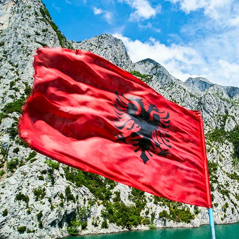 علم ألبانيا ، لافتة نسر برأسين ، للأماكن الداخلية والخارجية ، 90 × 150 سنتيمتر ، موكب العلم الوطني ، المهرجان ، الديكور المنزلي