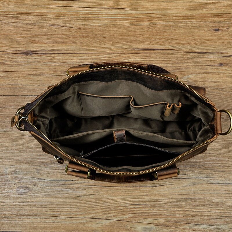 الرجال الجلد الحقيقي العتيقة تصميم السفر الأعمال التنفيذية حقيبة كمبيوتر محمول حقيبة الكتف رسول حقيبة محفظة حمل B260-d
