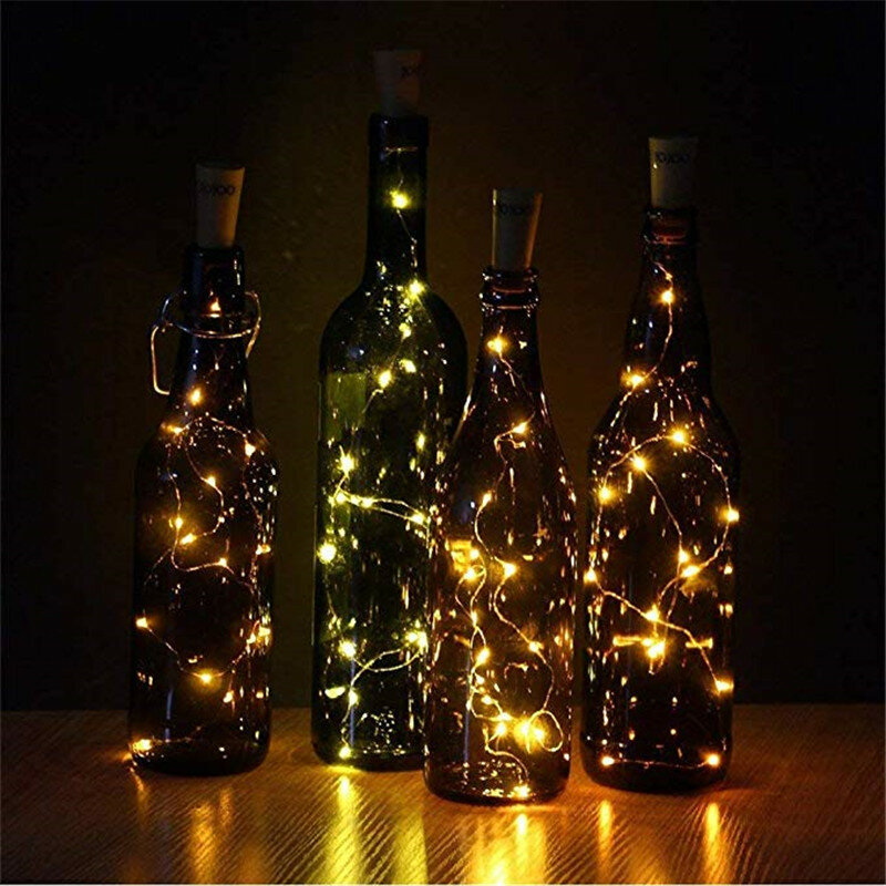أضواء سلسلة كوركر الأسلاك النحاسية ، أضواء خرافية لزجاجة الزجاج الحرفية ، السنة الجديدة ، عيد الميلاد ، عيد الحب ، زخرفة الزفاف ، 2 متر ، 20 المصابيح