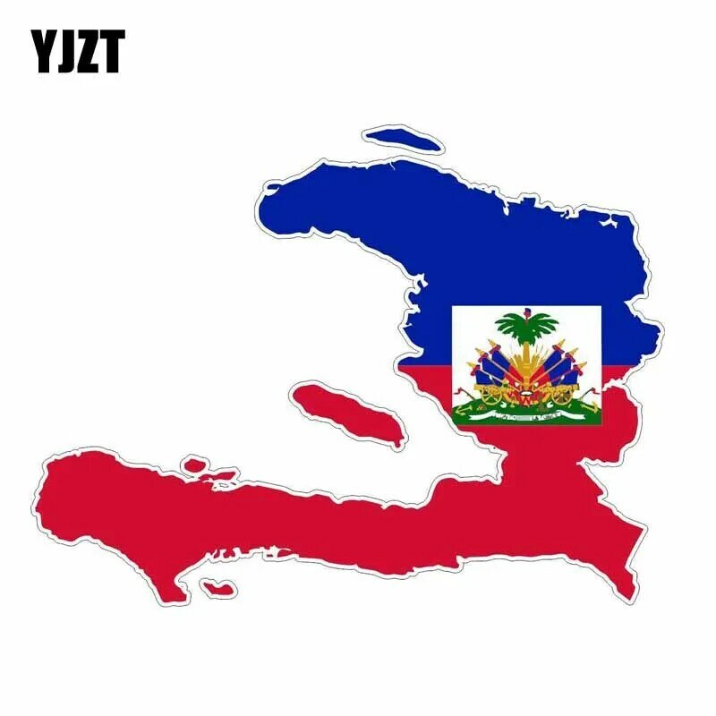 YJZT 15.8 سنتيمتر * 12 سنتيمتر مضحك سوار بنمط علم هاييتي سيارة التصميم خريطة ملصق لاصق للسيارات البلاستيكية 6-1190