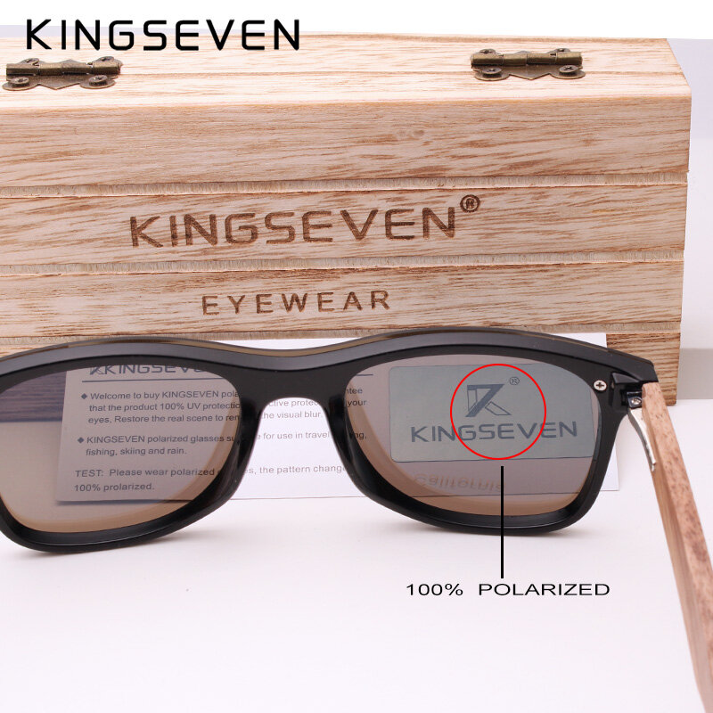 KINGSEVEN-الاستقطاب الجوز الخشب النظارات الشمسية للرجال والنساء ، حماية UV400 ، اليدوية نظارات الشمس ، جودة عالية