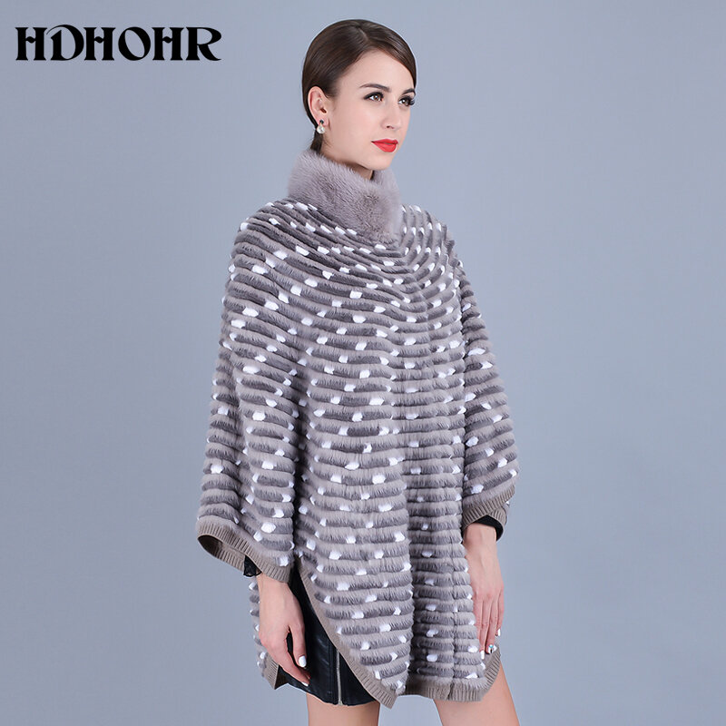 Hdohr-معطف فرو المنك الحقيقي للنساء ، طوق طبيعي ، كم جناح خفاش ، فرو كامل ، طوق الماندرين ، جاكيتات الفراء ، الشتاء ، دافئ ،