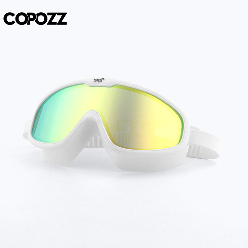 COPOZZ 2022 مكافحة الضباب نظارات الوقاية للسباحة على شكل كامل عدسة UV حماية مع إطار سيليكون كبير نظارات سباحة للرجال والنساء