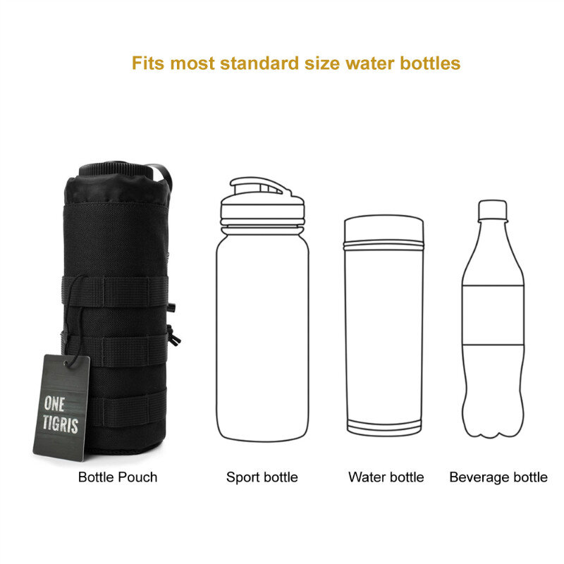 OneTigris-كيس زجاجة ماء ناعم ، خارجي ، برباط ، 1000D ، حامل زجاجة تكتيكي للترطيب ، حامل H2O ، غلاية عسكرية
