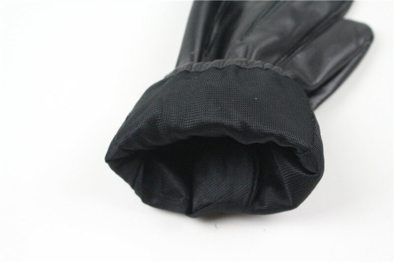 طويل حارس موضة أسود بولي Leather قفازات جلدية الذكور رقيقة نمط القيادة قفازات جلدية الرجال عدم الانزلاق أصابع كاملة النخيل لمس