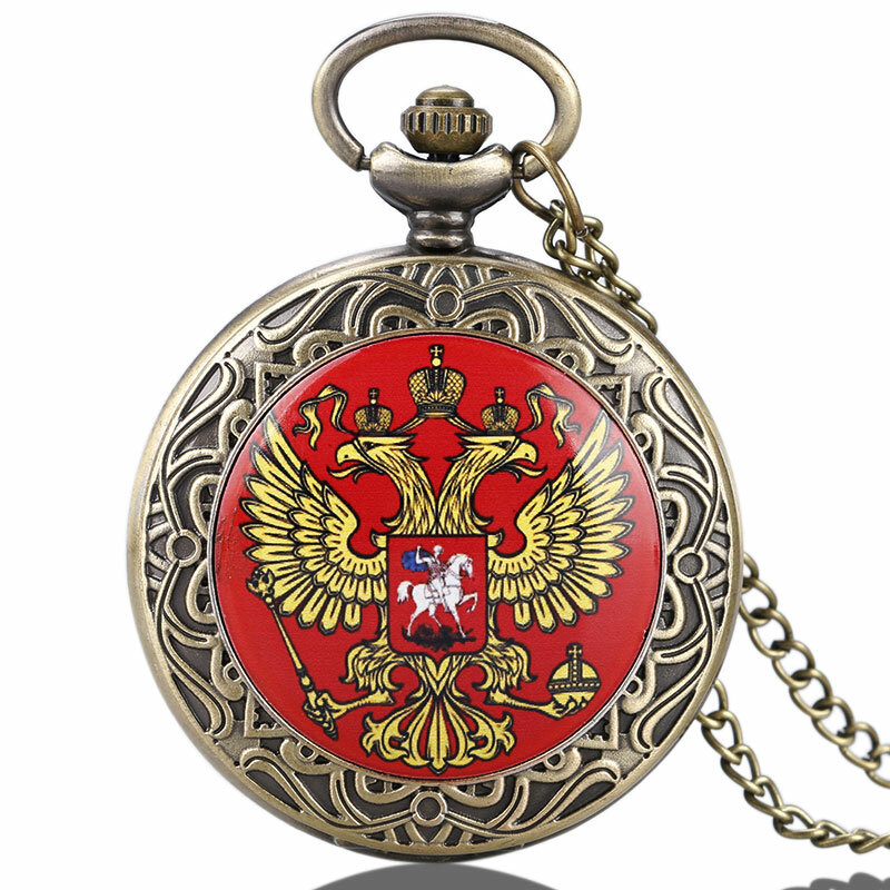 الشهيرة الروسية برأسين النسر الوطني شعار قبة تذكارية شارة تصميم ساعة جيب مجموعات الفن للرجال النساء