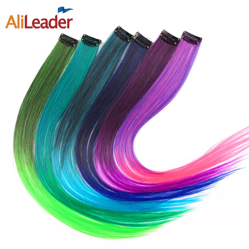 AliLeader الاصطناعية المنتج تسليط الضوء على قطعة واحدة مشبك شعر في ملحقات أومبير 20 ألوان 50 سنتيمتر مستقيم طويل الشعر كليب على