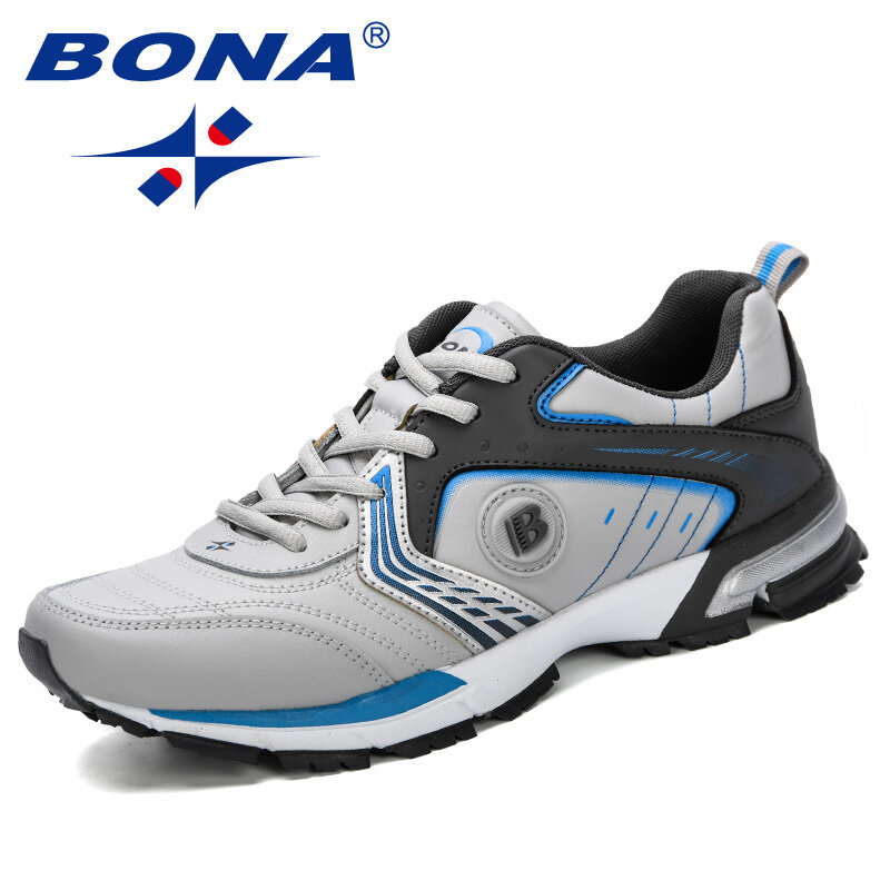 بونا احذية الجري الرجال الموضة في الهواء الطلق ضوء تنفس أحذية رياضية رجل الدانتيل متابعة الرياضة المشي أحذية للمشي رجل مريح