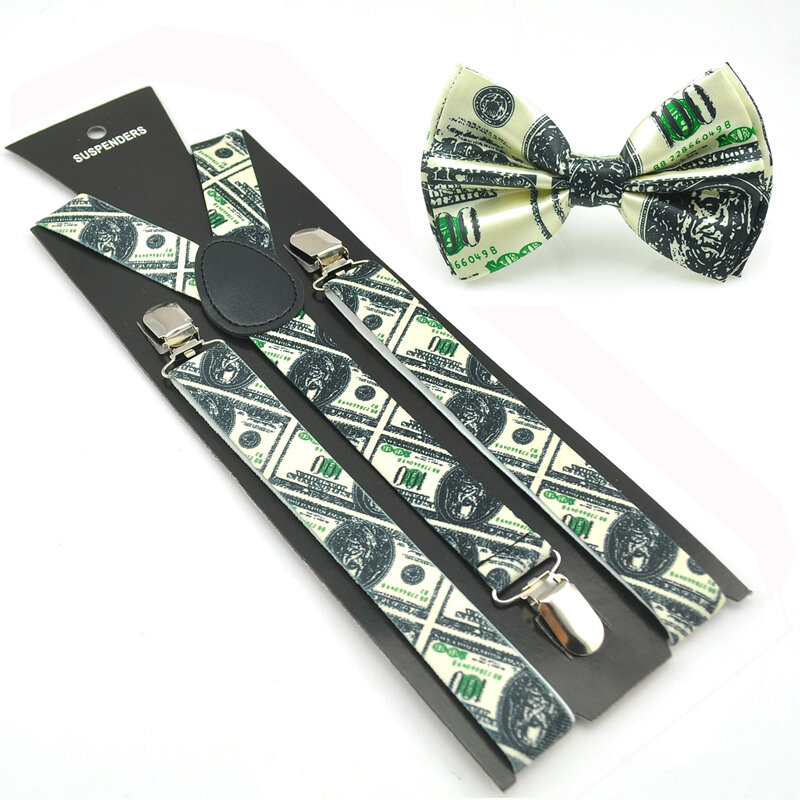 جديد النساء الرجال "الدولار الأمريكي المال" الحمالات ربطة القوس التعادل مجموعة Y-الظهر مفاتيح البيانو مجموعات مكتب عادية ربطة العنق مجموعة تصميم هدية