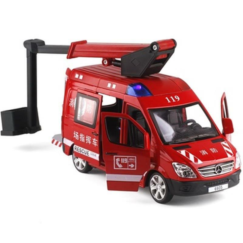 سبيكة سيارة 119 النار مركبة الانقاذ مع الصوت والضوء التراجع المطافئ النار إنذار سيارة نموذج ألعاب تعليمية للأطفال صبي