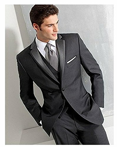 Dark Grau-بدلة زفاف ضيقة من 3 قطع للرجال ، بدلة رسمية جديدة لحفلات العمل ، بدلة رسمية بزرين ، سترة Veat والسراويل
