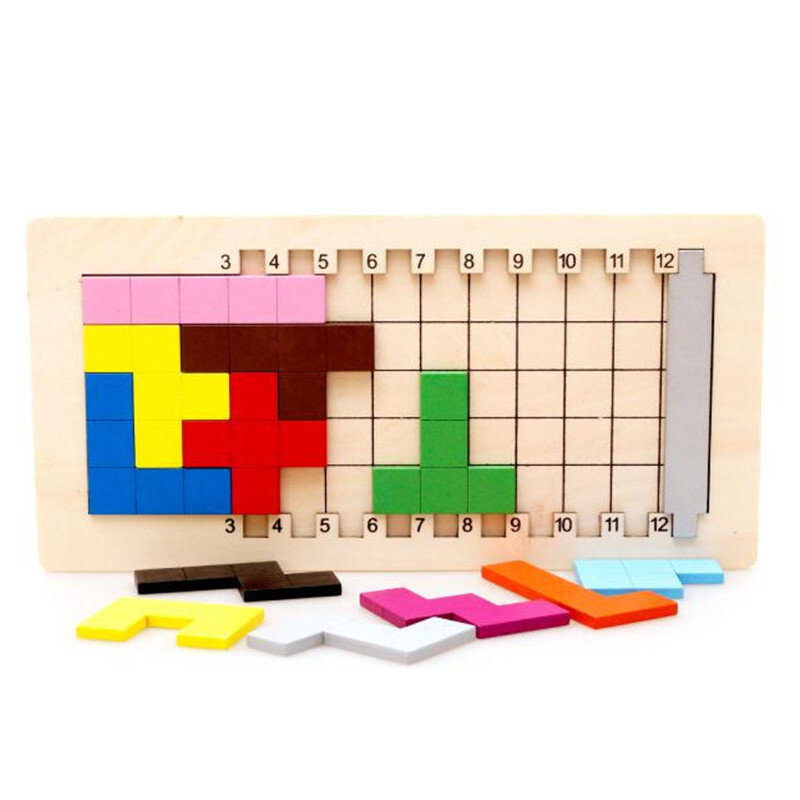 لعبة تانجرام الخشبية الملونة للأطفال ، أحجية تحفيز الدماغ ، ألعاب ما قبل المدرسة التعليمية للأطفال