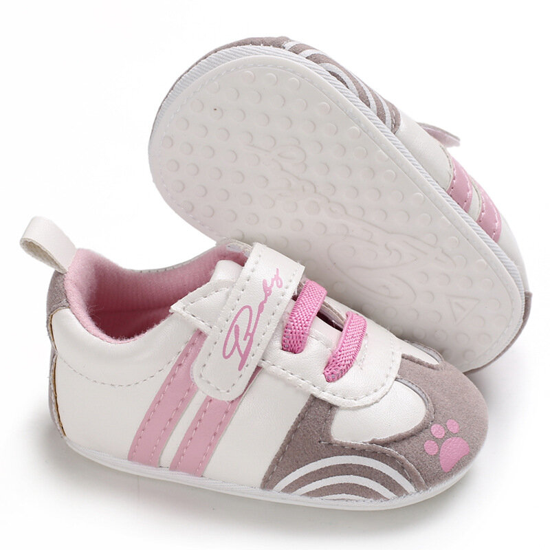أحذية للأطفال للفصول الأربعة من عمر 0 إلى 12 شهرًا خريفي وخريفي مصنوع من المطاط أسفل عصا سحرية مانعة للانزلاق أحذية للمشي للأطفال متعددة الألوان