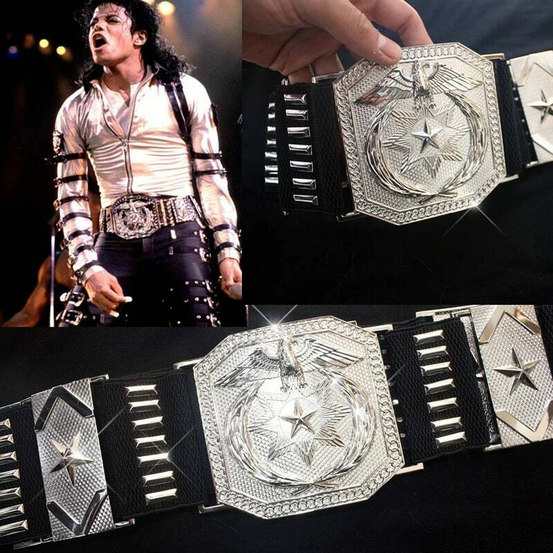 MJ Michael Jackson-حزام كبير من سبائك الفضة ، كلاسيكي ، لحفلات العرض والحفلات الموسيقية ، بانك ، عسكري ، أمريكي ، نسر ، ياباني ، 1980s