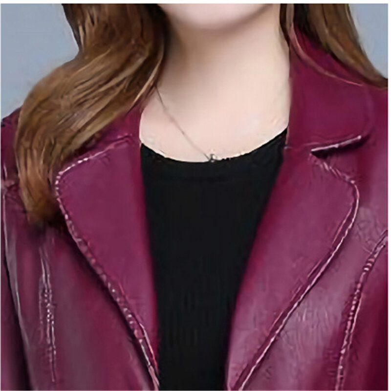 فو معطف جلد النساء الأسود النبيذ الأحمر XL-6XL 2022 الخريف الشتاء جديد الكورية مزاجه سترة طويلة الأكمام قصيرة ضئيلة معطف JD307