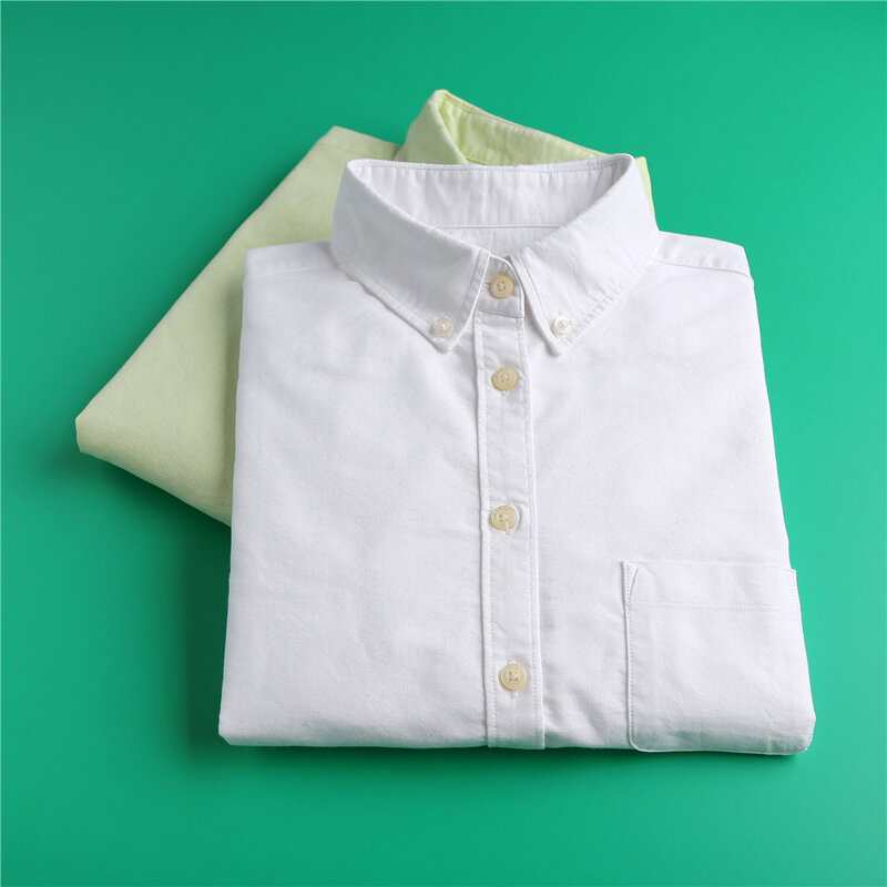 بلوزة أكسفورد بيضاء كورية للربيع 2023 قميص نسائي قطن طويل الأكمام سادة بلوزات للسيدات بلوزة قميص قصير