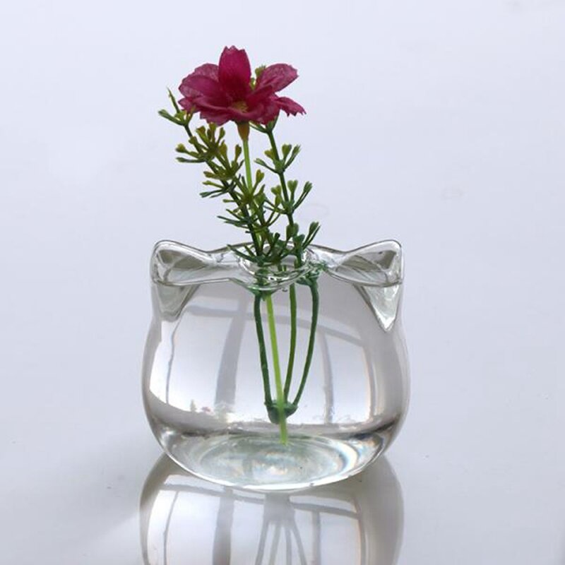 القط على شكل الزجاج زهرية النباتات المائية زهرة زهرية Terrarium الحاويات وعاء فن الديكور هدية