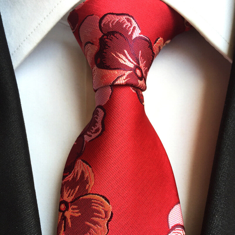 ربطة عنق رجالية من الحرير الجاكار ، 8 سنتيمتر ، أزرق ، زهور ، عصرية ، للرجال ، 2018