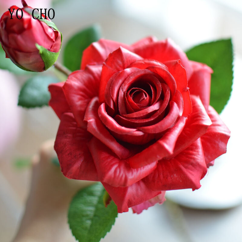 YO CHO-باقة زفاف من الحرير الصناعي ، زهور ذات ملمس حقيقي ، لوازم الزفاف ، ديكور المنزل ، DIY بها بنفسك