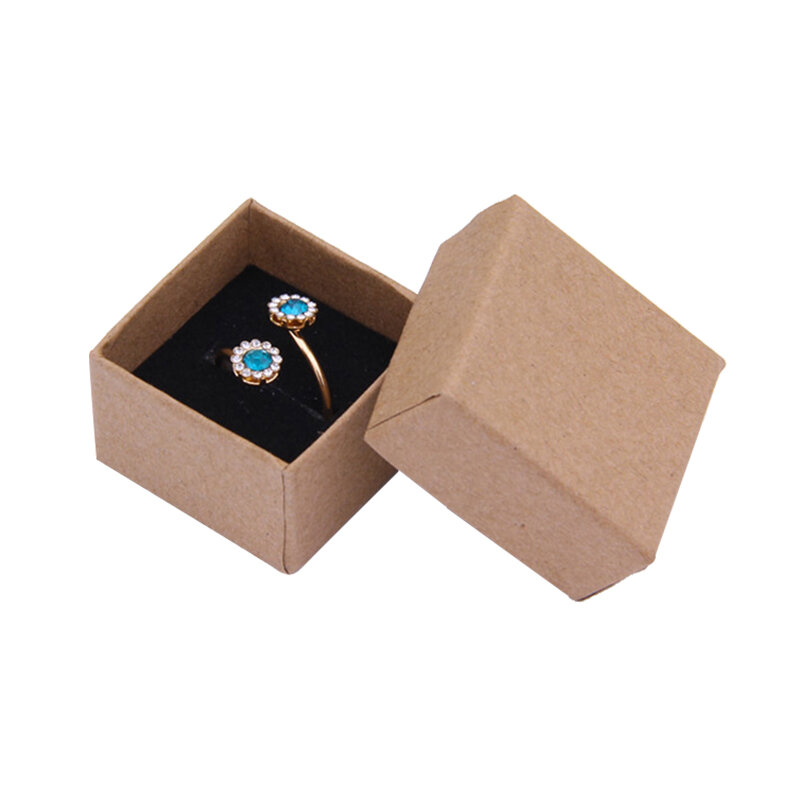 صندوق خاتم كرافت 4 × 4 × 3 سنتيمتر ، 24 قطعة ، صندوق هدايا/قلادة ، منظم مجوهرات عالي الجودة ، تغليف ورقي ، إسفنجة سوداء
