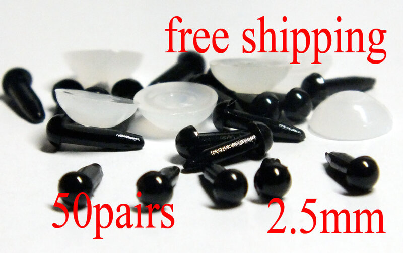 شحن مجاني 100 قطعة (50pairs) البلاستيك الأسود عيون السلامة صنع دمية النتائج-2.5 مللي متر