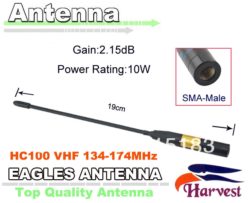 2014 جديد SMA-موصل ذكر الأصل الحصاد النسور هوائي HC100 VHF 134-174MHz التجاري هاندي هوائي للإذاعة هام
