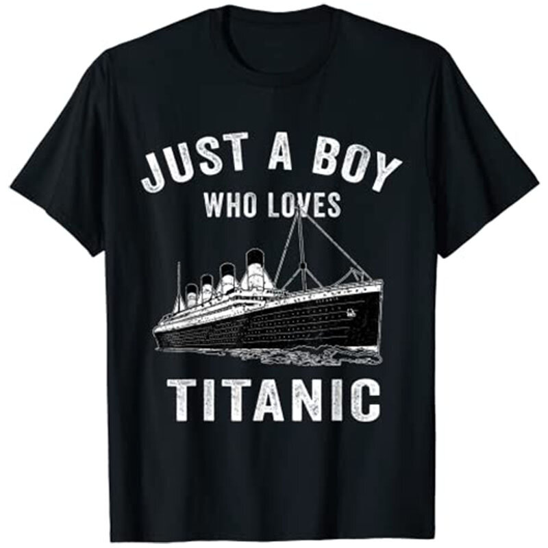 مجرد صبي يحب تيتانيك الكلاسيكية سفينة عاشق الاطفال تي شيرت