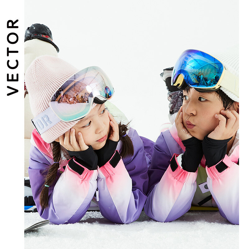 ناقلات الاطفال التزلج نظارات كبيرة كروية للأطفال طبقات مزدوجة UV400 المغناطيسي نظارات التزلج الفتيات الفتيان على الجليد نظارات نظارات