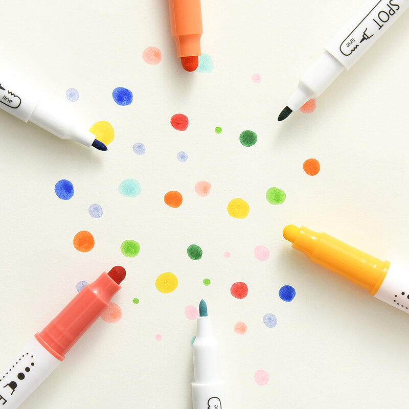 قلم تحديد نقطة إبداعي 12/24 لونًا قلم تلوين منقط أقلام تلوين مزدوجة أقلام رسم للحساب اليدوي