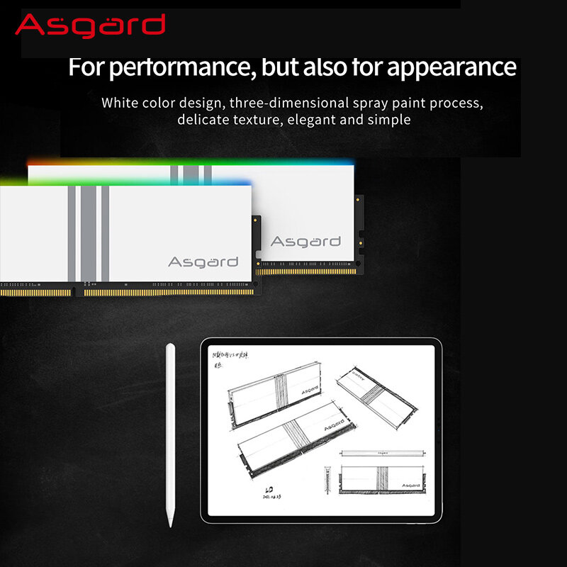 Asgard-DDR4 ذاكرة الوصول العشوائي للكمبيوتر المكتبي ، 8GBx2 ، 3200MHz ، 3600MHz ، RGB ، القطبية ، أداء رفع تردد التشغيل الأبيض