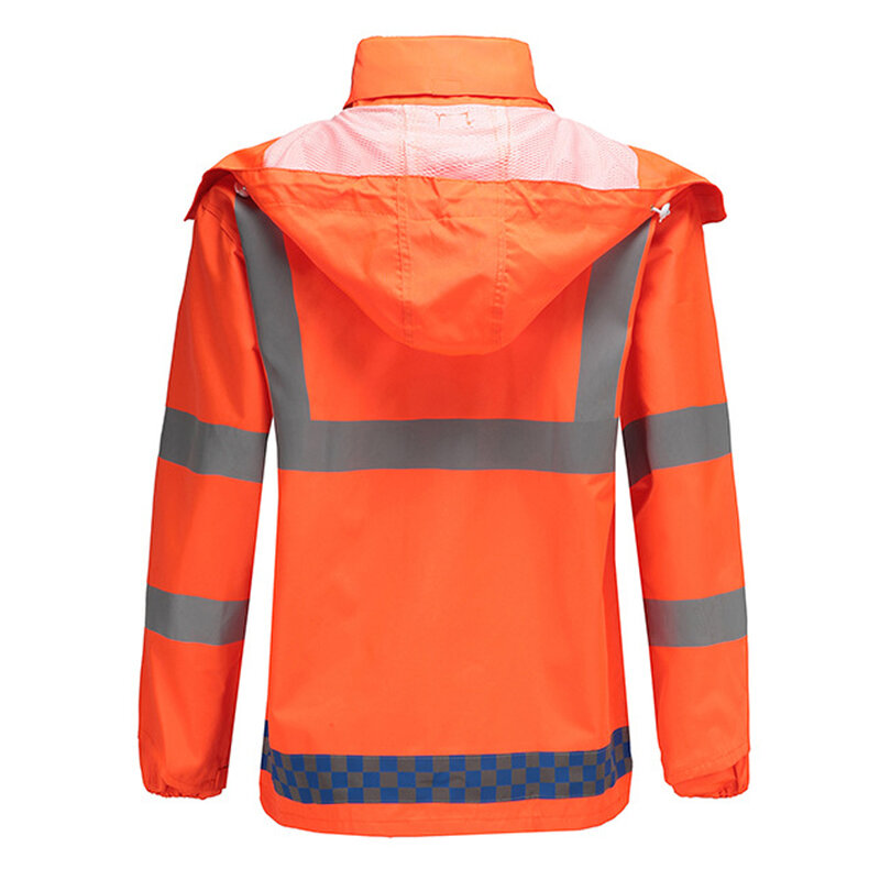 عاكس الملابس عالية الضوء مقاوم للماء سلامة معطف واقي من المطر ليلة عامل المرور الأمن وضوح عالية البرتقال حجم كبير الملابس