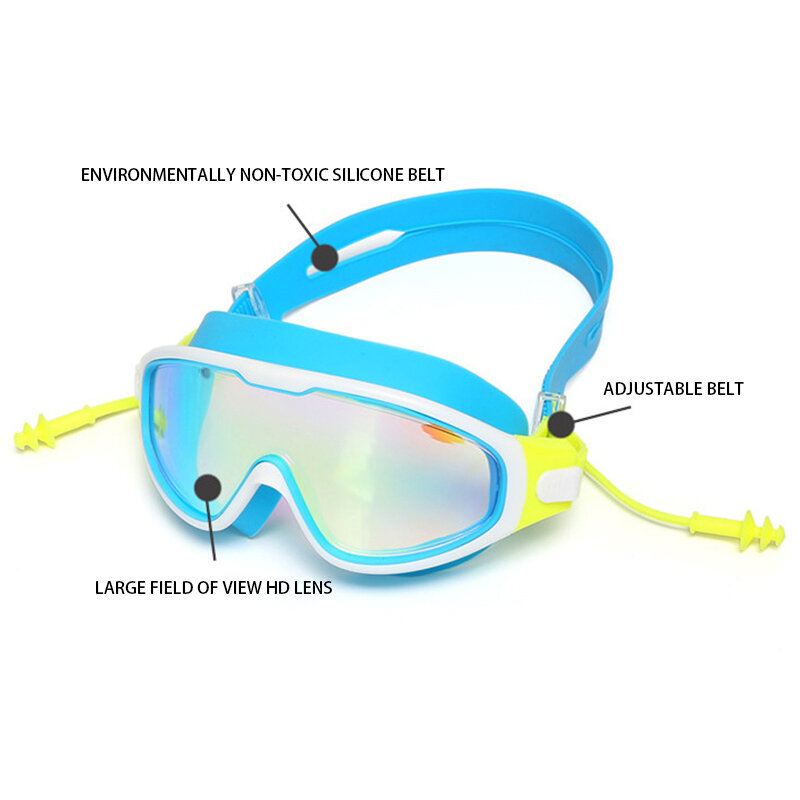 MAXJULI-نظارات سباحة للأطفال ، حماية من الأشعة فوق البنفسجية ، رؤية واسعة ، مع سدادة أذن للأطفال من 4 إلى 15 عامًا ، SY5031