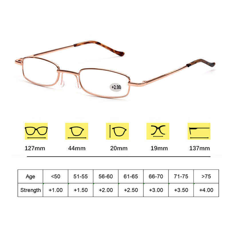 نظارات للقراءة للجنسين مع علبة أنبوب القلم المحمولة طويل النظر نظارات حافظة معدنية الربيع المفصلي نظارات الرؤية الرعاية + 1.00 ~ + 4.00
