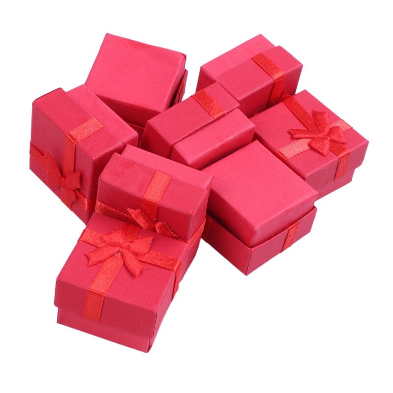 مجموعة صناديق هدايا من 24 قطعة-صندوق مجوهرات حلقة مربعة للمناسبات السنوية وحفلات الزفاف وأعياد الميلاد والألوان المتنوعة