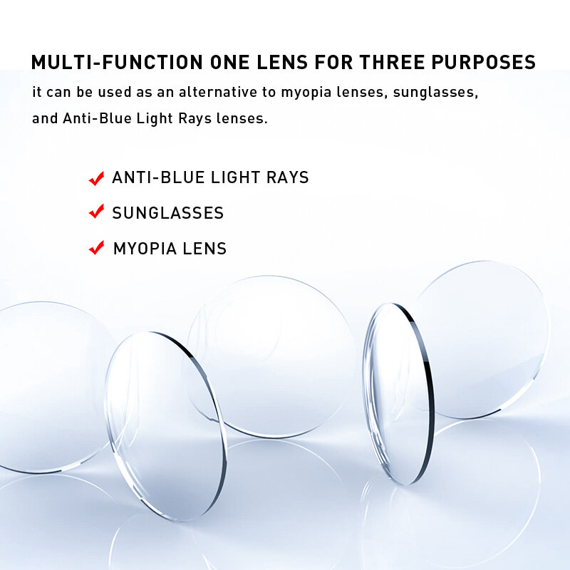 MERRYS-مكافحة الأشعة الزرقاء ضوء فوتوكروميك الراتنج شبه الكرومي نظارات ، العدسات وصفة طبية ، عدسة قصر النظر ، سلسلة 1.56 ، 1.61 ، 1.67 ، CR-39