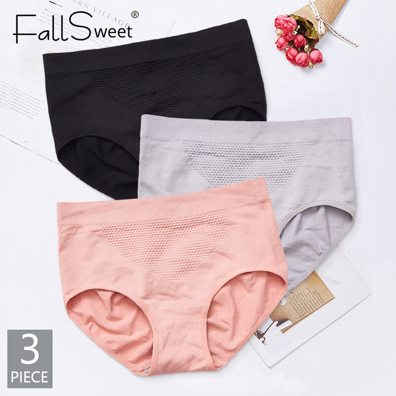 FallSweet 3 قطعة/الوحدة النساء سراويل القطن الملابس الداخلية الراحة اللباس الداخلي منتصف الخصر ملخصات مثير الملابس الداخلية العشير الملابس الداخلية