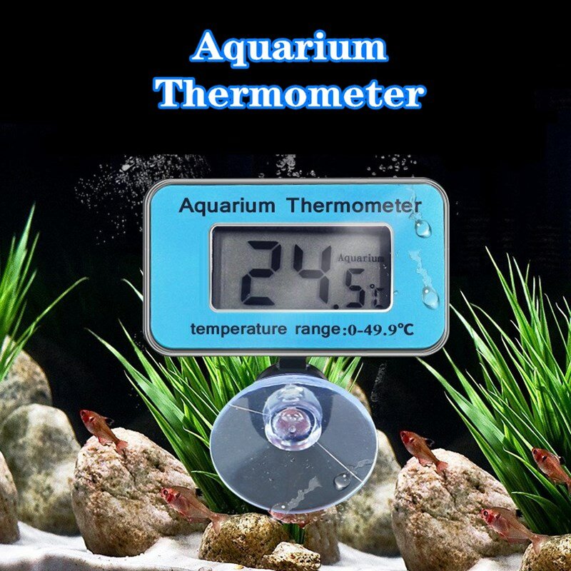 ميزان حرارة رقمي لحوض السمك بشاشة LCD ، مقاوم للماء ، مع كوب شفط ، درجة حرارة الماء لخزان الأسماك مثل البيتا
