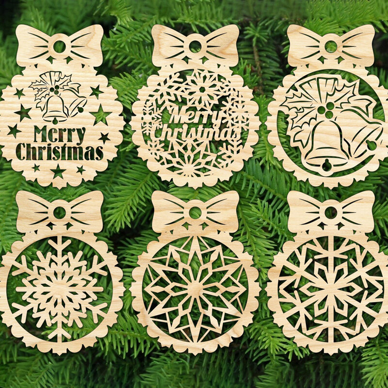 6 شجرة عيد الميلاد اللعب الليزر قطع 2D ناقلات تصميم CDR AI SVG DXF تنسيق الملفات