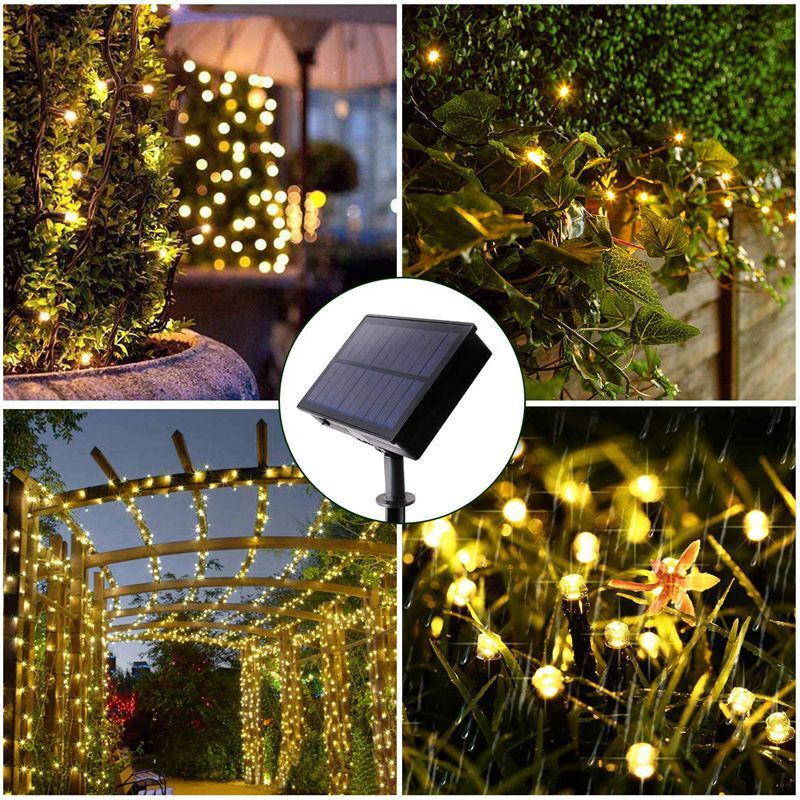 الطاقة الشمسية LED إضاءة خارجية مضادة للماء الجنية جارلاند عيد الميلاد حديقة الديكور 8 وسائط وامض سلسلة أضواء لحفل الزفاف السنة الجديدة