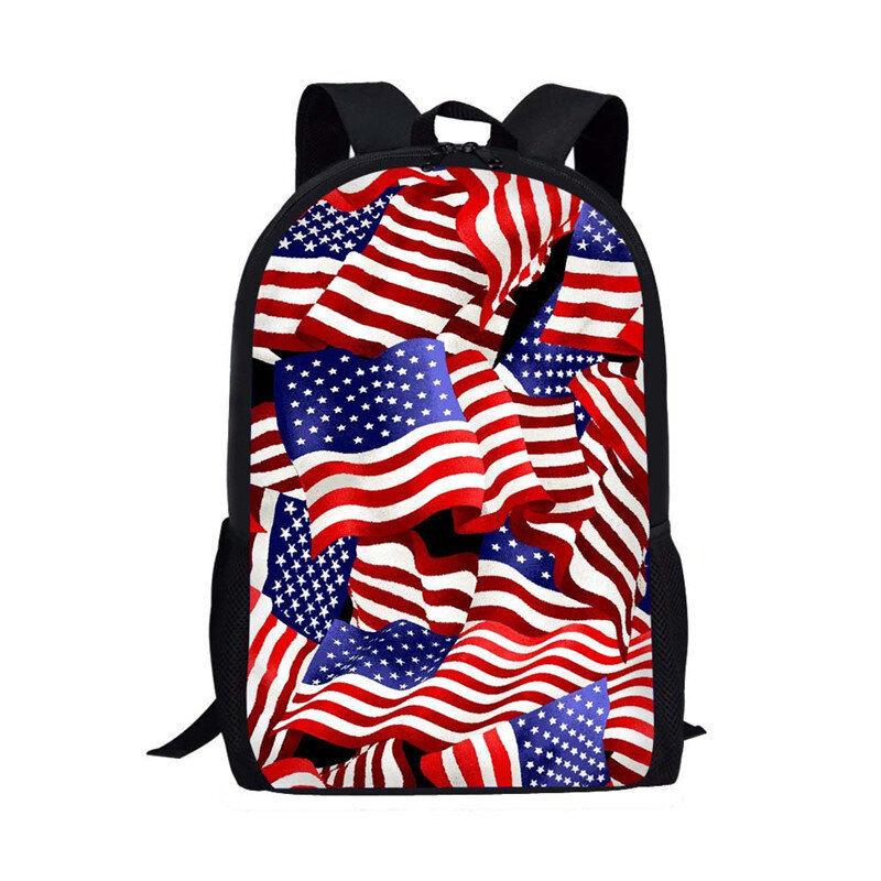 الكلاسيكية المملكة المتحدة الولايات المتحدة الأمريكية العلم على ظهره الأطفال الابتدائية على ظهره حقيبة الظهر الابتدائية الفن اللوحة الأمريكية العلم حقيبة مدرسية شخصية