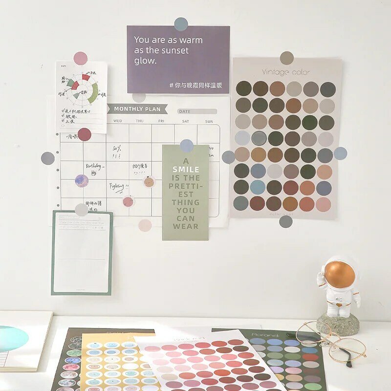 Ins Morandi الملونة دائرة نقطة لواصق الختم تسميات كلية الإبداعية متعددة الوظائف علامة دفتر ملصق مزخرفة القرطاسية