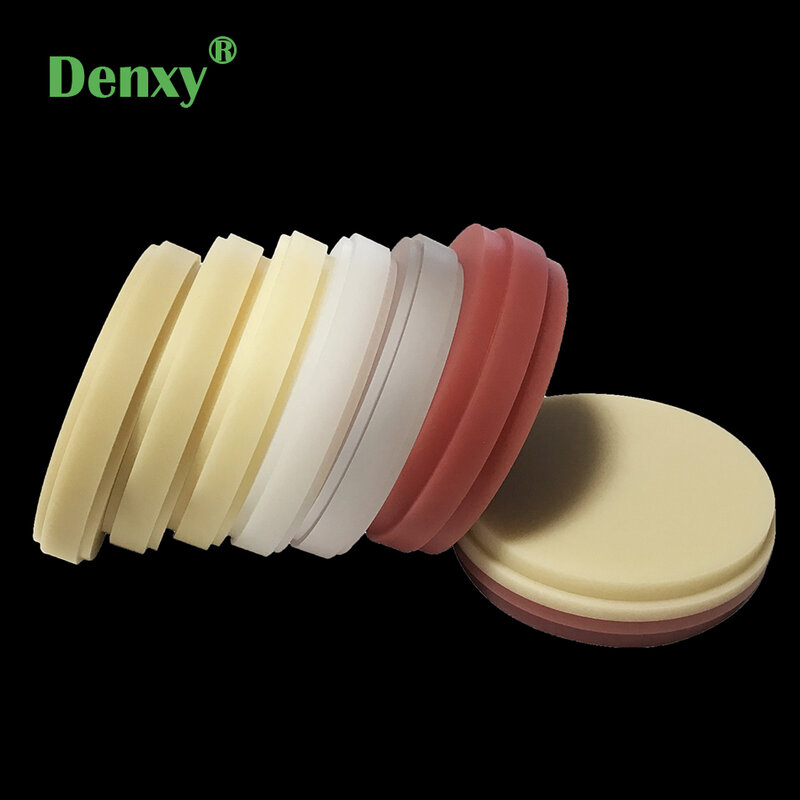 Denxy 5 قطعة CAD/CAM PMMA كتل طحن أقراص مختبر مادة الأسنان لصنع جسر مؤقت ترميم الأسنان الراتنج