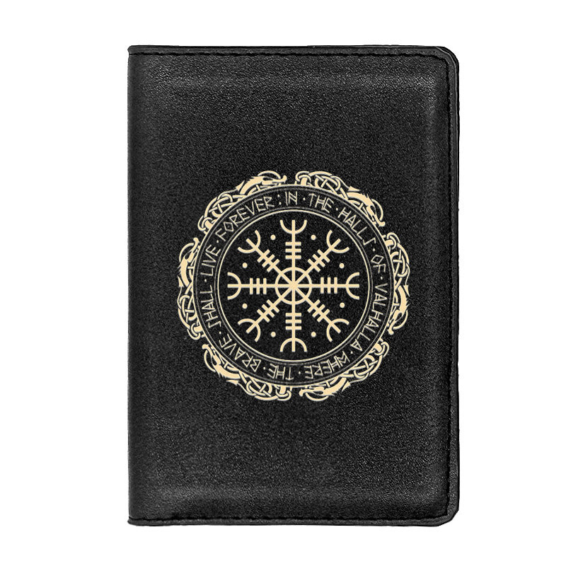 موضة الفايكنج رمز جواز سفر غطاء كلاسيكي الرجال النساء جلد سليم بطاقة الهوية حامل السفر محفظة جيب محفظة المال