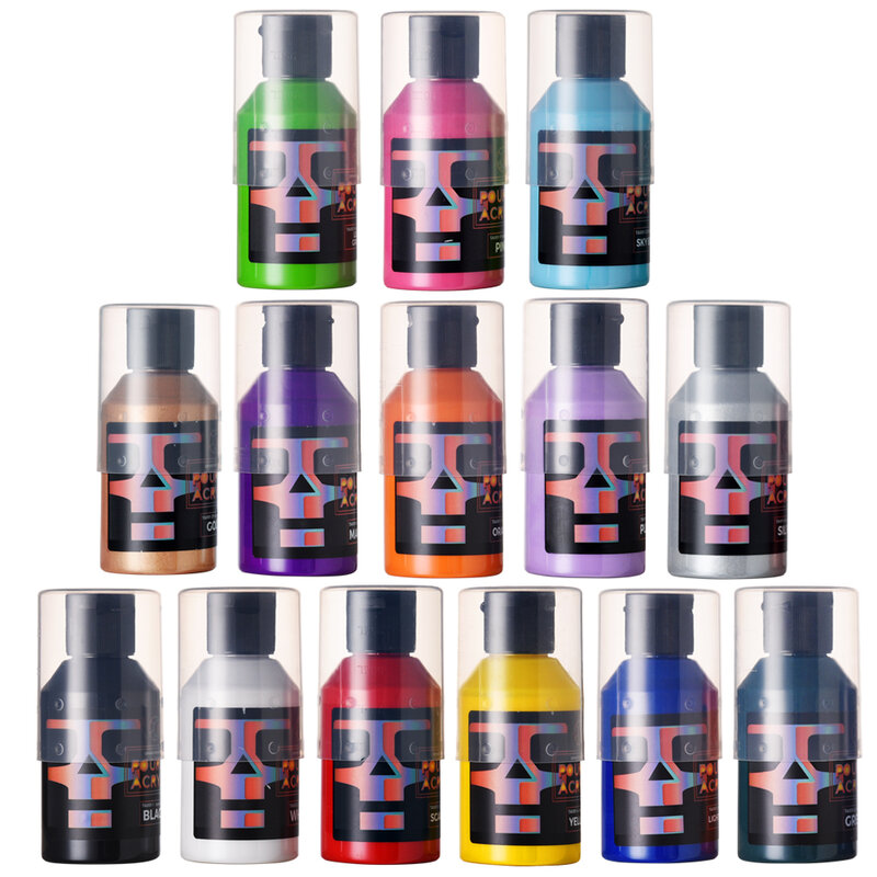 افير 14-Color صب مجموعة ألوان الطلاء الإكريليكية المياه القائمة عالية تدفق الصباغ عدة لديي الحرفية الفنون التموين 100 مللي/زجاجة TA001