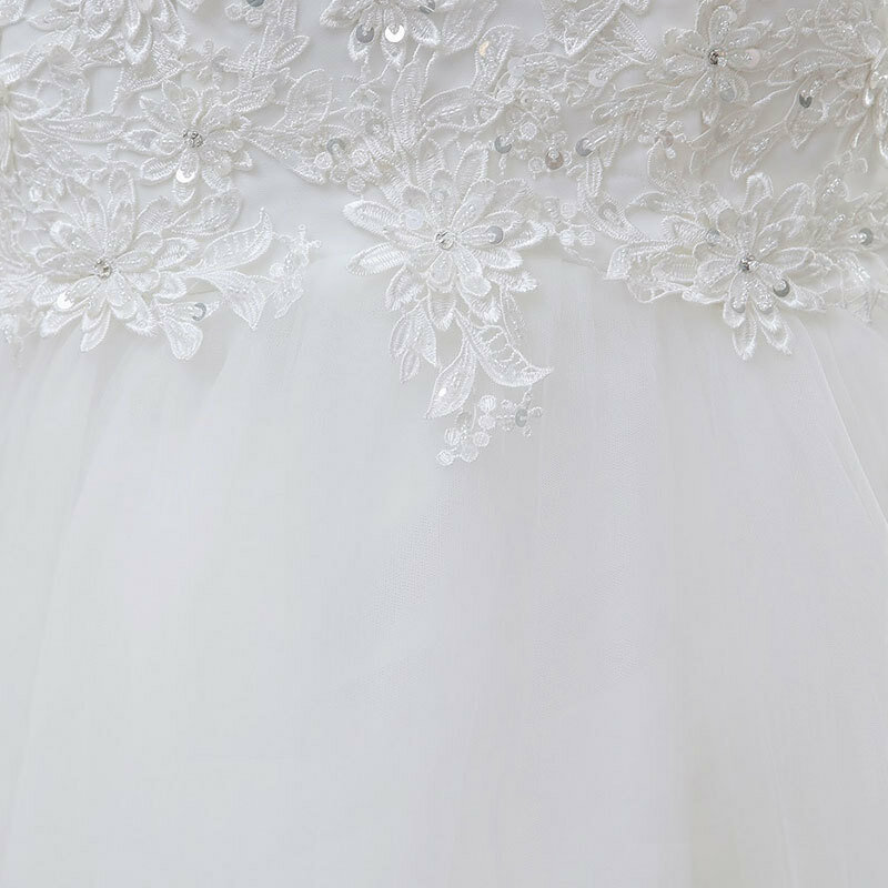 فستان زفاف صيفي مثير بدون أكمام برقبة مستديرة طويل من الدانتيل أبيض زائدة منتصف الخصر بزر مفتوح من الخلف بتصميم فرنسي رائع