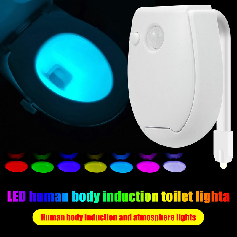 7 اللون الذكية PIR محس حركة مقعد المرحاض ليلة ضوء مقاوم للماء الخلفية ل السلطانية LED مصباح لوميناريا WC ضوء إمدادات المنزل