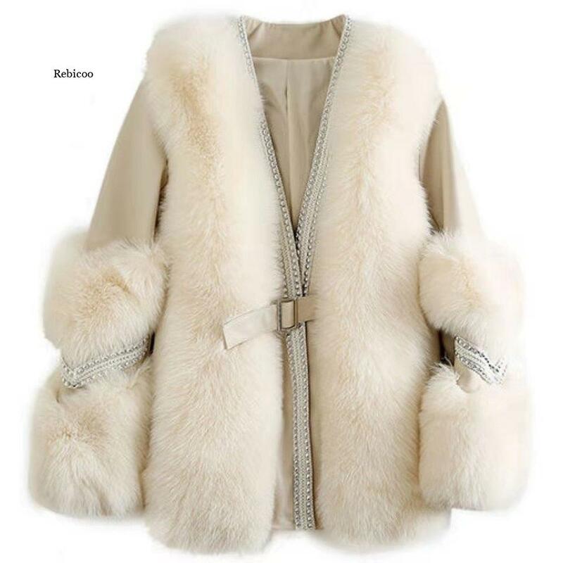 الشتاء المرأة عالية الجودة جديد الاصطناعي الثعلب معطف الفاخرة الفراء معطف معطف فضفاض سميكة الدافئة المرأة أفخم معطف